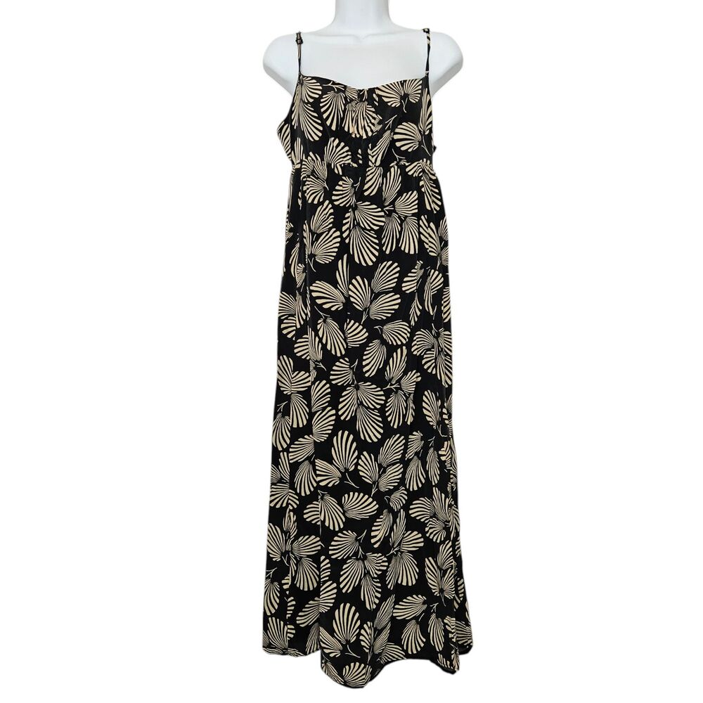 Ted Baker 100% Silk Dress Womens Size 2 Black Botanical Tropical Hawaiian Boho - Picture 7 of 14